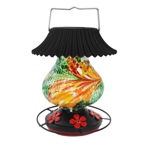 Smart Hummingbird Feeder with 2K HD Camera & Solar Power, Hand-Blown Glass Feeder with AI Bird Identification, Leak-Proof & Bee-Proof Design for Outdoor Hanging, Ideal for Bird Watching Enthusiasts
