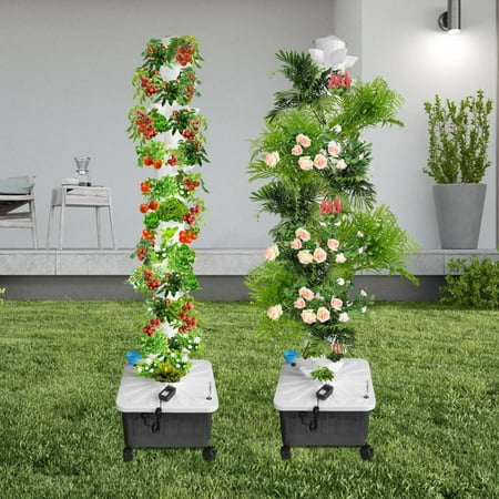 Smart Hydroponic Tower Garden 14 Levels 70 Slots - Automated Indoor Growing System with Self-Watering Tech (Apartment Size)