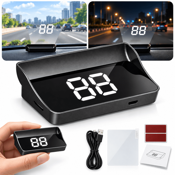Smart In Car HUD Co Pilot, GPS+BDS Speedometer with 10Hz Refresh and MPH Display