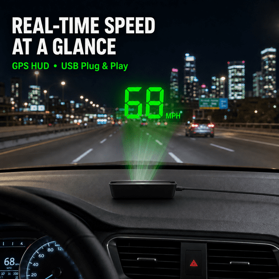 Smart In-Car HUD Co-Pilot Heads Up Display for Cars GPS Speedometer Digital Speedometer for Car Windshield with Auto Brightness USB Power MPH Display