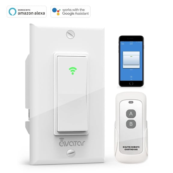 Smart In-wall Light Switch with Remote Kit Single-pole Wi-Fi Connection Works with Alexa/Google Home, Neutral Required