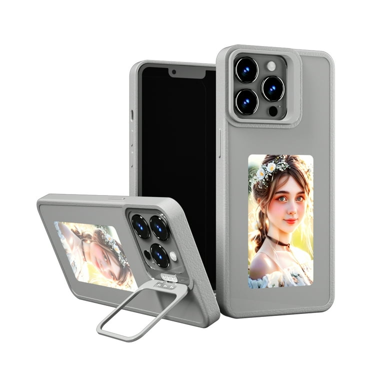 Smart Ink Screen Phone Case with 4 Color E-Ink Display Picture, Easy to APP  DIY Your Favorite Photos, No Power Consumption NFC Phone Case for iPhone 14  Pro with Camera Cover Kickstand,