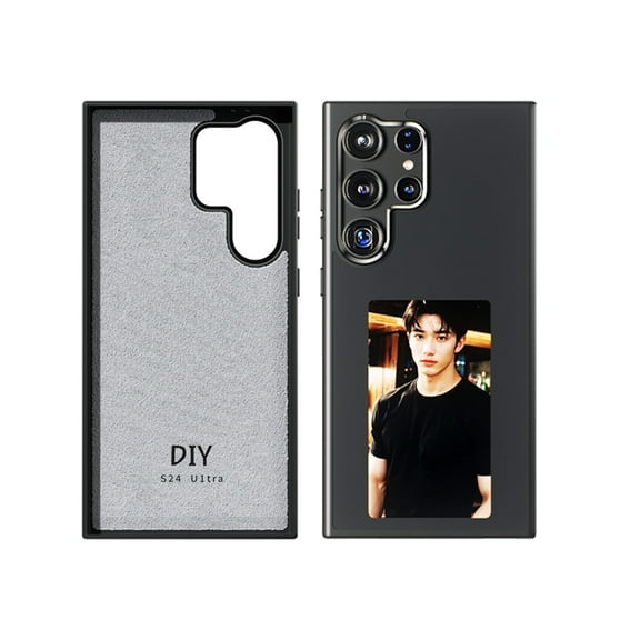 Smart Ink Screen Phone Case for Samsung Galaxy S24 Ultra NFC Smart Phone Cover Long-Lasting Imaging Display DIY Photo, Slim Microfiber PU Leather Velvet Lining Anti-Scratch Protective Case, Black