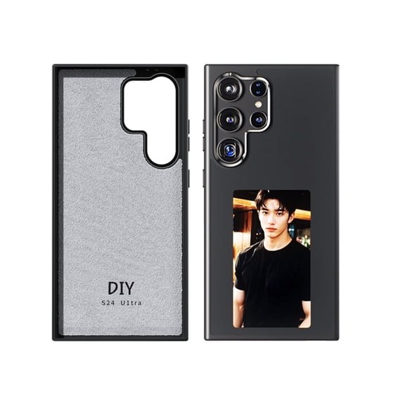 Smart Ink Screen Phone Case for Samsung Galaxy S24 Ultra NFC Smart Phone Cover Long-Lasting Imaging Display DIY Photo, Slim Microfiber PU Leather Velvet Lining Anti-Scratch Protective Case, Black