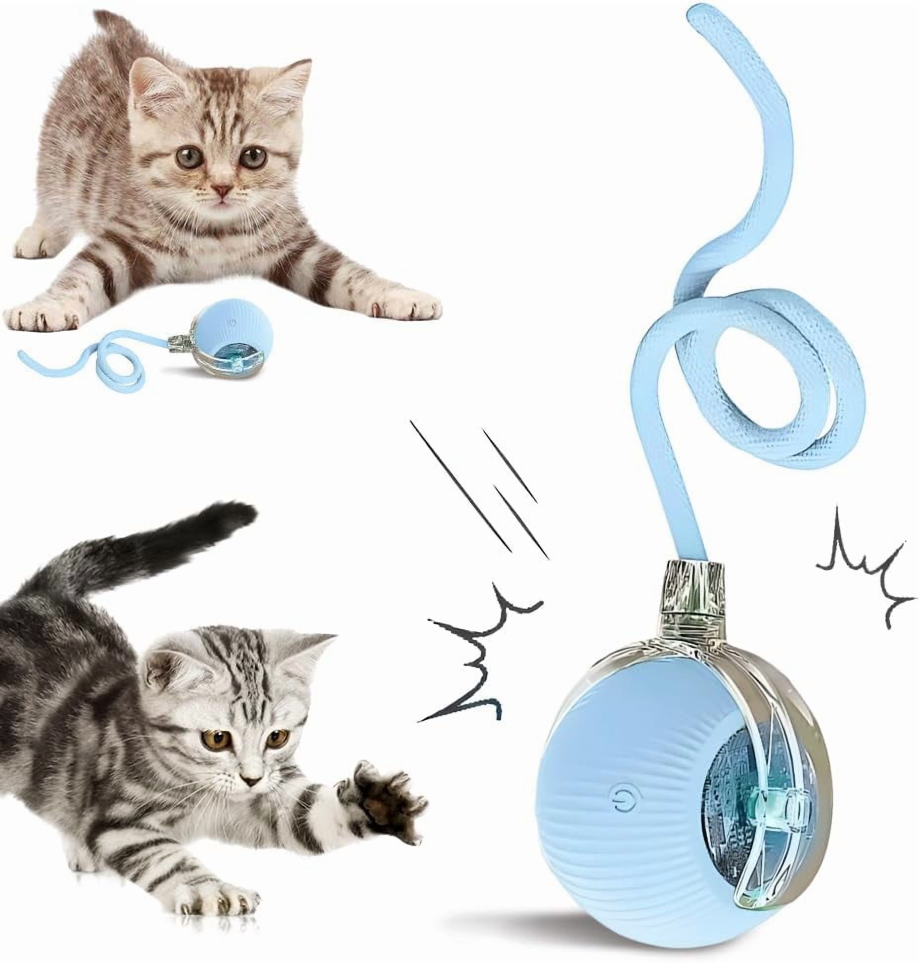 Smart Interactive Cat Toy Ball with Auto Obstacle Avoidance, 2 Mode Rolling Rechargeable Toy to Relieve Boredom, Quiet Durable Toy for Indoor Cats
