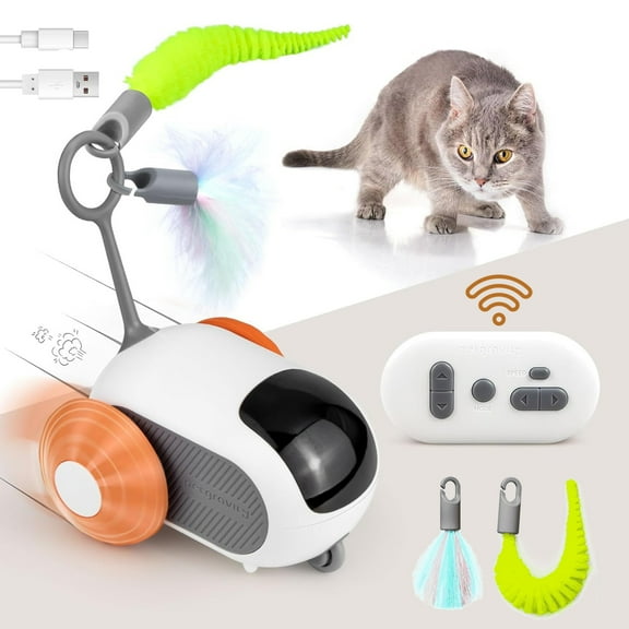 Interactive Cat Toy,Cat Toys for Indoor Cats with 2-Speed Adjustment, Remote Control & USB Rechargeable Automatic Cat Exercise Toys for Bored Indoor Adult Cats Kittens