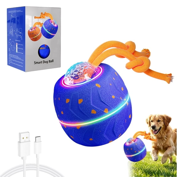 Smart Interactive Dog Toy Ball, Wicked Ball Rolly,Electric Automatic Moving and Rolling Dogs Toy with Rope,Pet Toys for Dogs, Dog Puzzle Toy,Dog Barking Ball for Small Medium Large Dogs