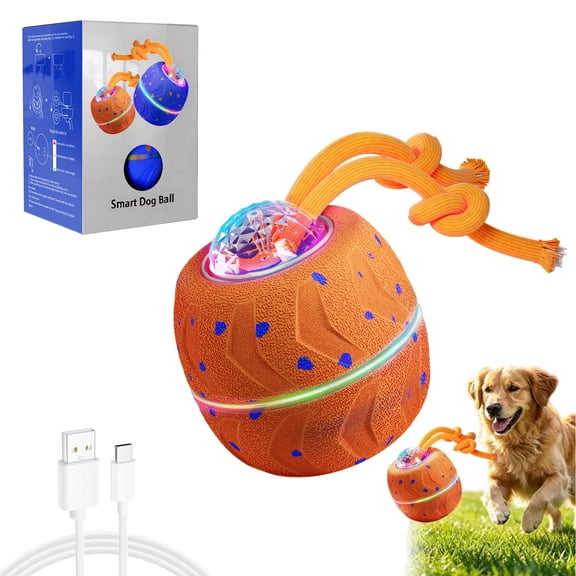 Smart Interactive Dog Toy Ball, Wicked Ball Rolly，Electric Automatic Moving and Rolling Dogs Toy with Rope,Pet Toys for Dogs, Dog Puzzle Toy，Dog Barking Ball for Small Medium Large Dogs