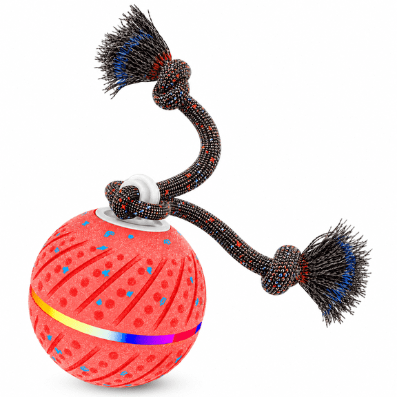 Smart Interactive Dog Toys Ball for Aggressive Chewers Medium Large,E-TPU | Auto-Moving & Bouncing Ball, 2 Modes with RGB Lights & Bird Sounds,Bite-Resistant Rope, IP54 Waterproof, Type-C Fast Charge