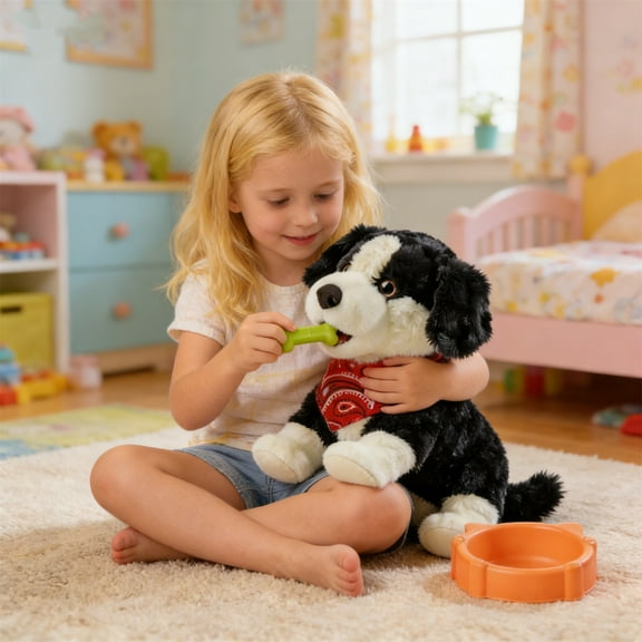 Smart Interactive Electric Plush Toy Dog, Voice Command & Sensory Response Stuffed Puppy, Realistic Walking & Barking Robot Pet For 14+ Teens & S, Battery-Operated Simulation