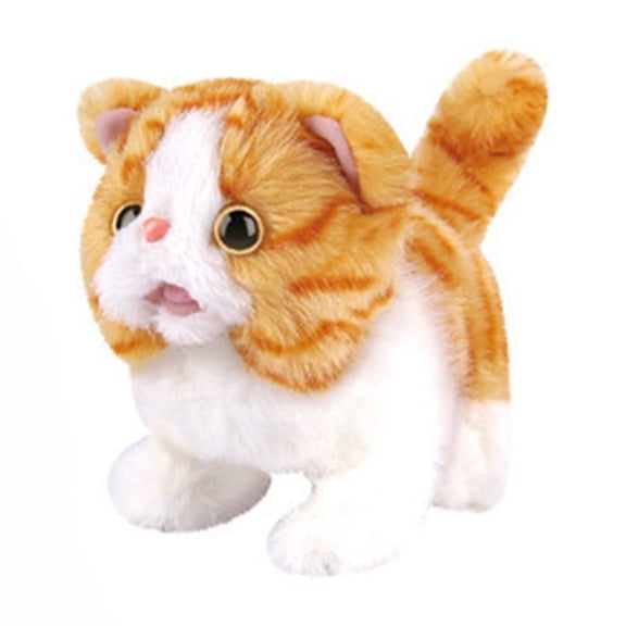 Smart Interactive Electronic Walking Pet Cat Toy with Vocal Sounds and Tail Wagging Motions
