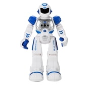 Smart Interactive Induction Robot for Early Learning, Advanced Educational Sensing Electronic Toy with Voice Response and Movement, Blue