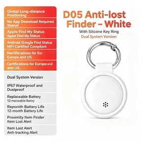 Smart Item Finder Tag, Works with Apple Find My & Google Find Device, IP67 Waterproof Tracker for Keys Luggage, 3 Colors Black White Pink ﻿