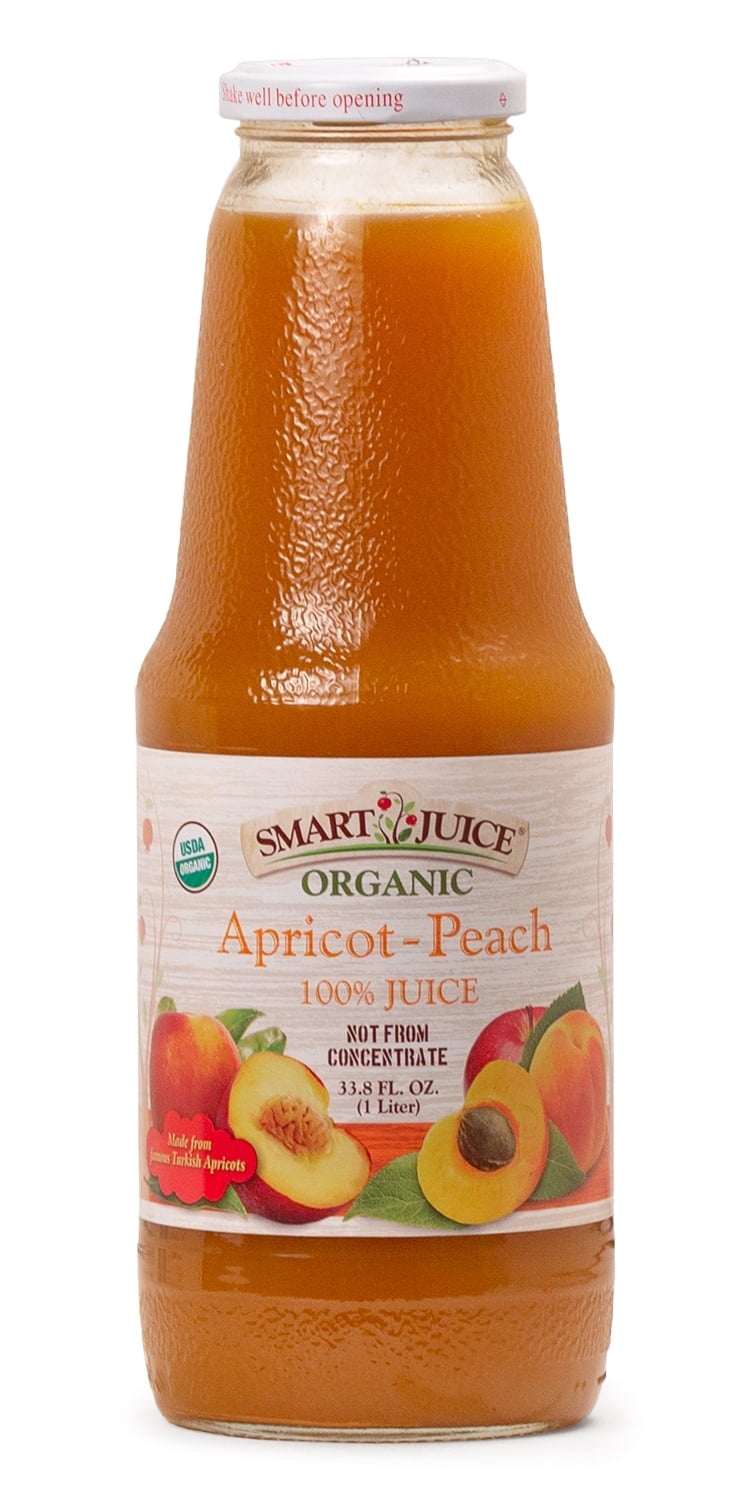 Smart Juice Organic Apricot Peach Juice - 100% Juice, Not From Concentrate - 33.8 fl oz (1L) - (case of 6)
