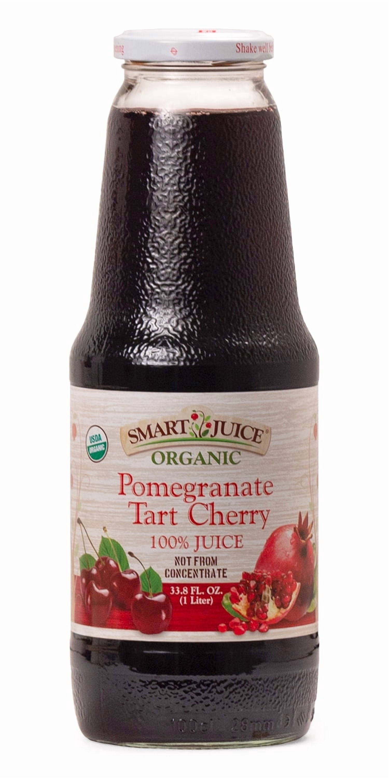 Smart Juice Organic Pomegranate–Tart Cherry Juice - 100% Juice, Not From Concentrate - 33.8 fl oz (1L) - (case of 6)