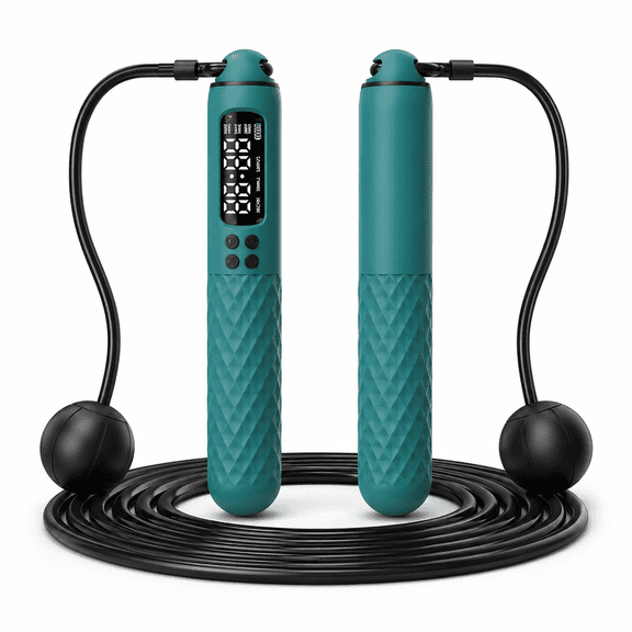 Smart Jump Rope with Digital Counter, Corded and Cordless 2-in-1 Fitness Rope, Rechargeable Handle, Steel Speed Rope and Weighted Ball Attachments for Home, Gym, Outdoor Cardio Training
