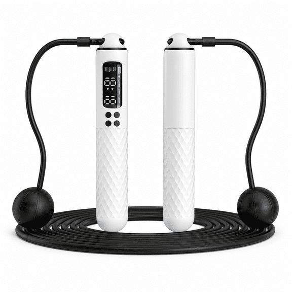 Smart Jump Rope with Digital Counter, Corded and Cordless 2-in-1 Fitness Rope, Rechargeable Handle, Steel Speed Rope and Weighted Ball Attachments for Home, Gym, Outdoor Cardio Training