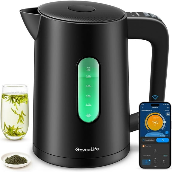 Smart Kettle Temperature Control 1.7L, 1500w WiFi Tea Kettle Electric with LED Indicator Lights, Remotely Control, 2H Keep Warm, 4 Presets Hot Water Boiler for Tea & Coffee & DIY