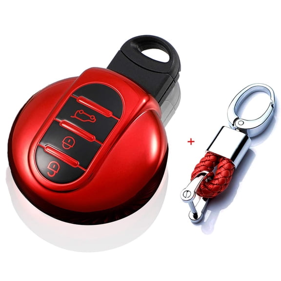 Smart Key Fob Case Cover for Mini Cooper Clubman Convertible Countryman Hardtop 2016-2020 Keyless Remote Key Holder Soft TPU Key Protector with Keychain