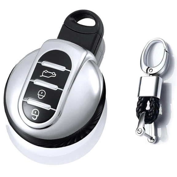 Smart Key Fob Case Cover for Mini Cooper Clubman Convertible Countryman Hardtop 2016-2020 Keyless Remote Key Holder Soft TPU Key Protector with Keychain