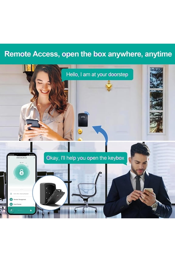 Smart Key Lock Box with WiFi, Remote Control Key Safe for Outdoor Use
