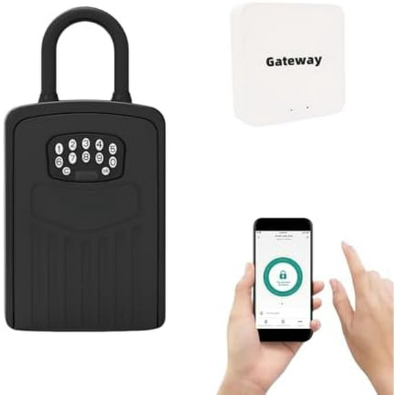 Smart Key Lock Box with WiFi, Remote Control Lock Box for House Key, APP Control Key Safe Box with Code for Outdoor$$Office