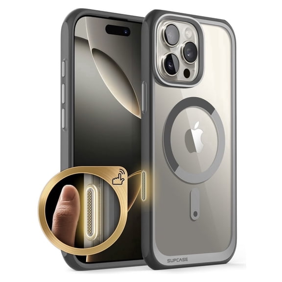DSR Magnetic Transparent Fashion Cell Phone Case for iPhone 16 Pro Max, Gray