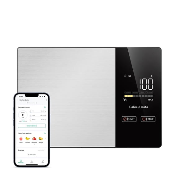 Smart Kitchen Food Scale with Calorie and Nutrition Calculator 11LB/5kg Stainless Steel