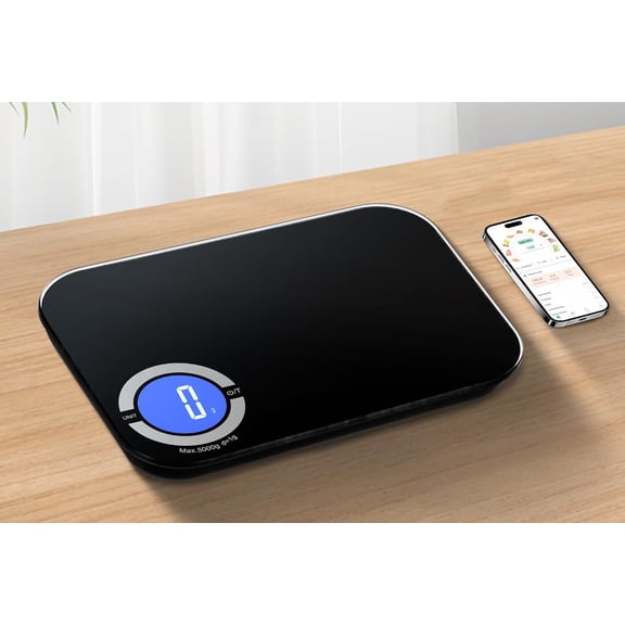Smart Kitchen Scale with Bluetooth App, High-Precision Digital Food Scale for Baking, Cooking & Diet, Food Database, Nutrients, Touchscreen, Tare Function, Capacity