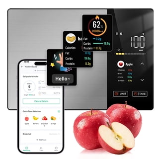 Smart Kitchen Scale, Digital Food Scale, Large TFT Color Display, Bluetooth App for 999+ Foods, Works with App for Daily Reports, Perfectly calculate calories, fat, carbohydrates and protein content