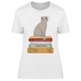 thumbnail image 1 of Smart Kitty On Books T-Shirt Women -Image by Shutterstock, Female x-Large, 1 of 2