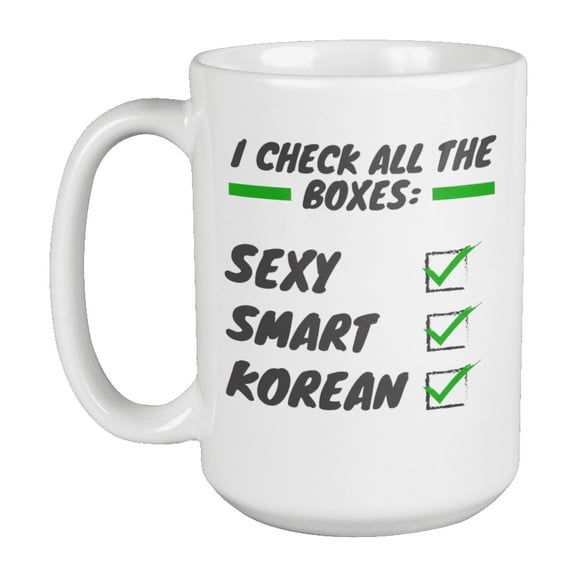 Smart Korean, Korea Asian Themed White Ceramic Coffee & Tea Gift Mug (15oz)