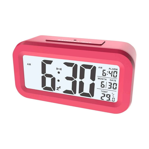 Smart LCD Alarm Clock with Temperature Display and Light Sensor, Silent Operation for Bedroom, Snooze Function and Night Mode, Ideal for Students or Office