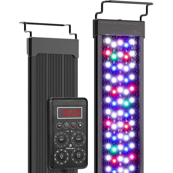 Smart LED Aquarium Light for 32 to 40 Inch Tanks Full Spectrum 24 7 Lighting Cycle 9 Colors 10 Brightness Levels IP68 Waterproof