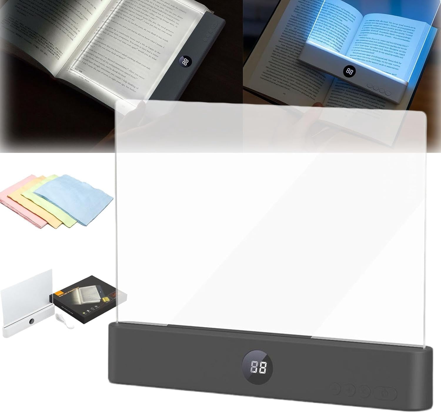 Smart LED Book Light, 2026 New Rechargeable Clear Full Page Reading ...