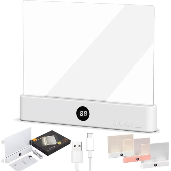 Waxgamo Upgraded LED Book Light for Reading at Night, 2026 Rechargeable Transparent Flat Reading Light with 3 Color Modes & Timer Function, Eye-Caring Glow, White