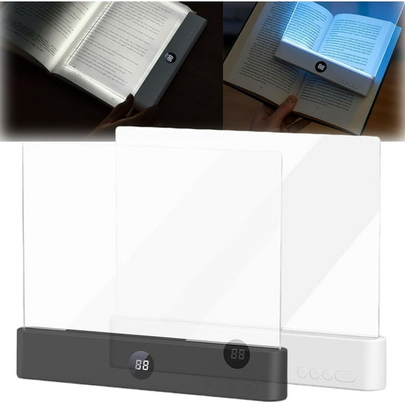 Smart LED Book Light, Rechargeable Clear Full Page Reading Light 3 Colors & Timer Dimmable Panel, Flat Bookmark Lamp, Booklights Eye Protection Light for Night Reading (2PCSA, L)