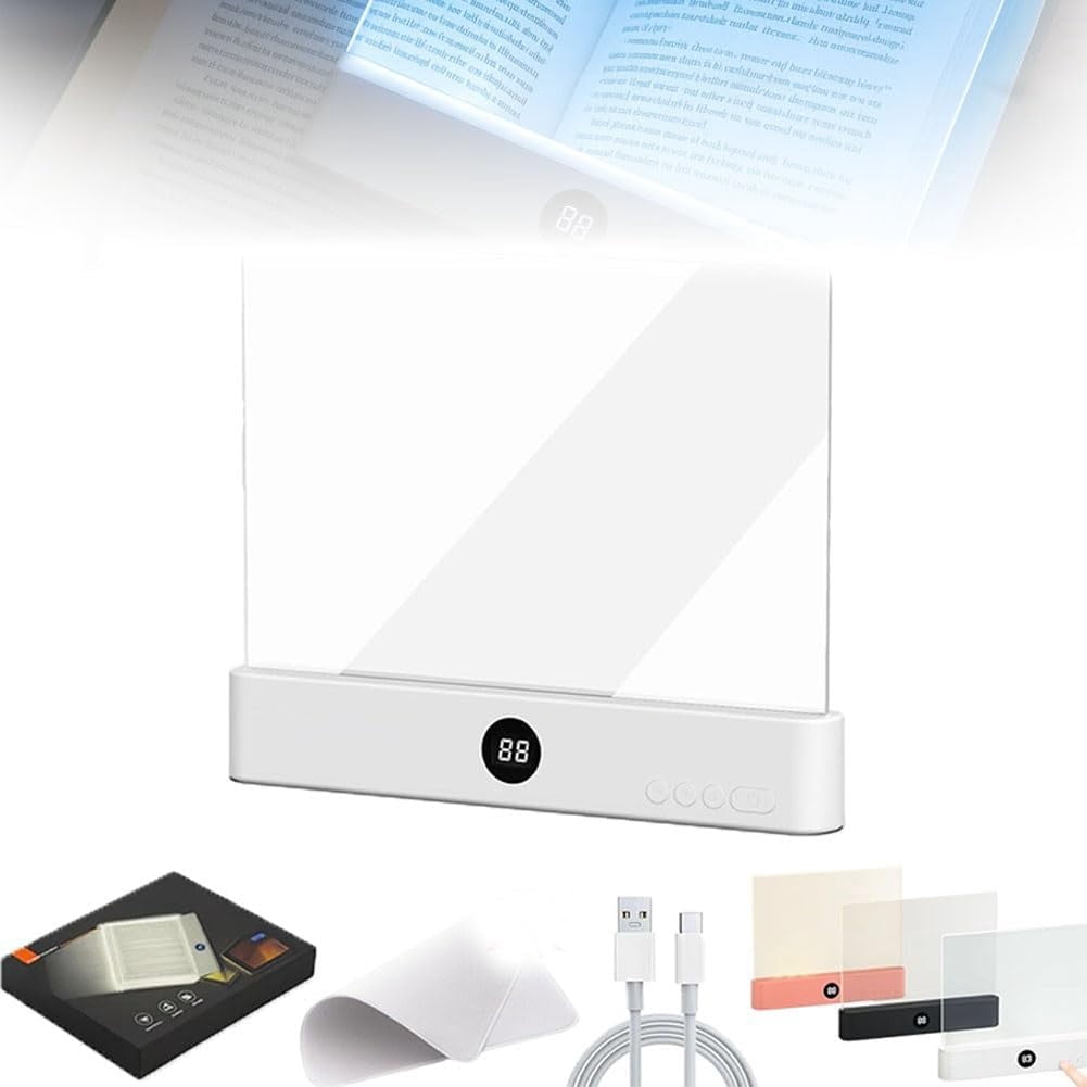 Smart LED Book Light Treasure Box, Rechargeable Flat Reading Lamp Full ...