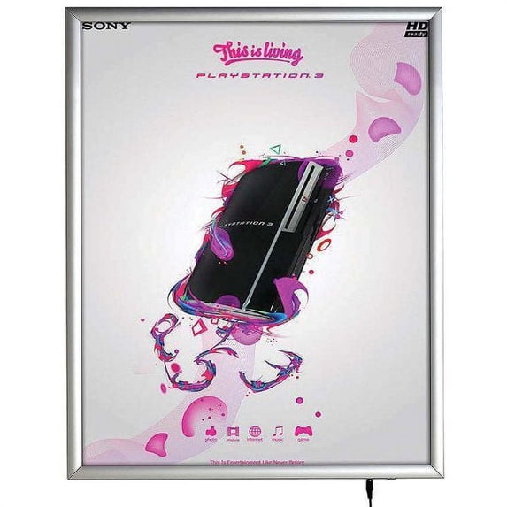 Smart LED Box 22"w x 28"h Poster Size 1" Silver Aluminium Profile, Single Sided