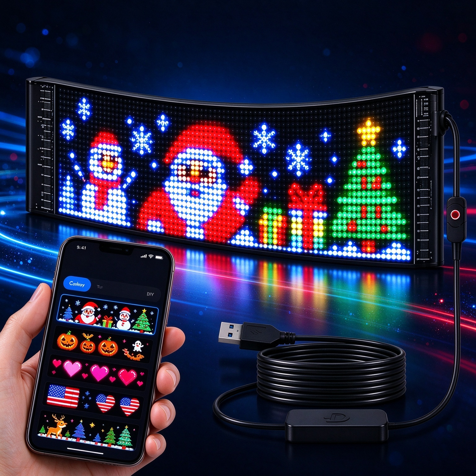 Smart LED Car Window Display,App-Controlled Animated Pixel Screen,Pick ...