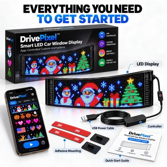 Smart LED Car Window Display,App-Controlled Pixel Art Screen for ...