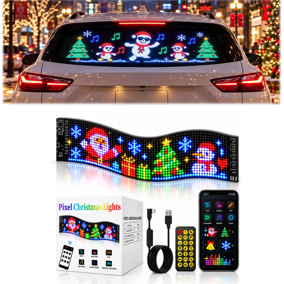 Smart LED Car Window Display, App-Controlled Pixel Screen for Car Rear ...
