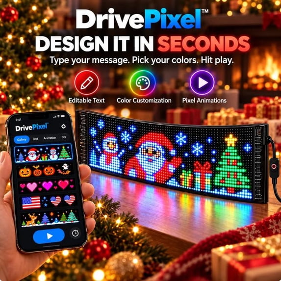 Smart LED Car Window Display,App-Controlled Pixel Screen with Animated ...