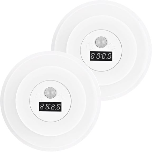 Smart LED Clock Night Light with Motion Sensor Rechargeable Dimmable Touch Lamp 3 Colors 3 Modes Wall Mounted Path Light for Bedroom 2Pcs (k)
