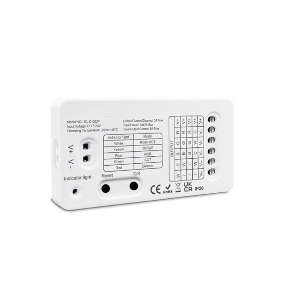 Smart LED Controller For Zigbee 3.0 For RGBCCT RGBW Dimmer, 5-in-1 Voice Control For Alexa For Smartthings, Ultra-Thin 5-24V For Strip Lights