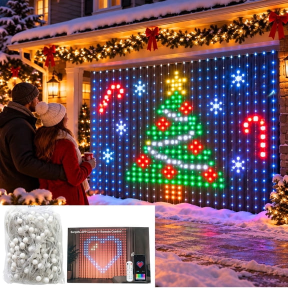 Smart LED Curtain Lights 400LED DIY Halloween Christmas Lights with Remote & APP Dynamic DIY Fairy String Lights for Indoor Outdoor Bedroom Decorations