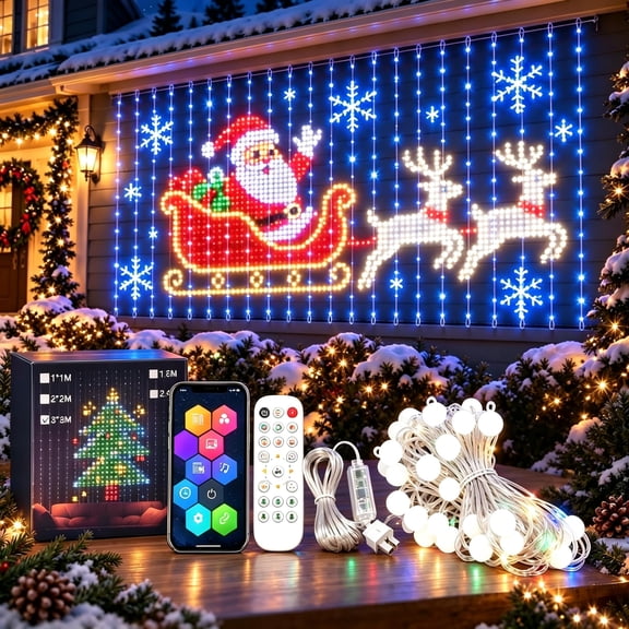 Led Prices On Window VKGPHLE Smart LED Curtain Lights, Animated Christmas Balcony Lights ...
