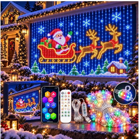Smart LED Curtain Lights Christmas, Smart Lights Outdoor App Control ...
