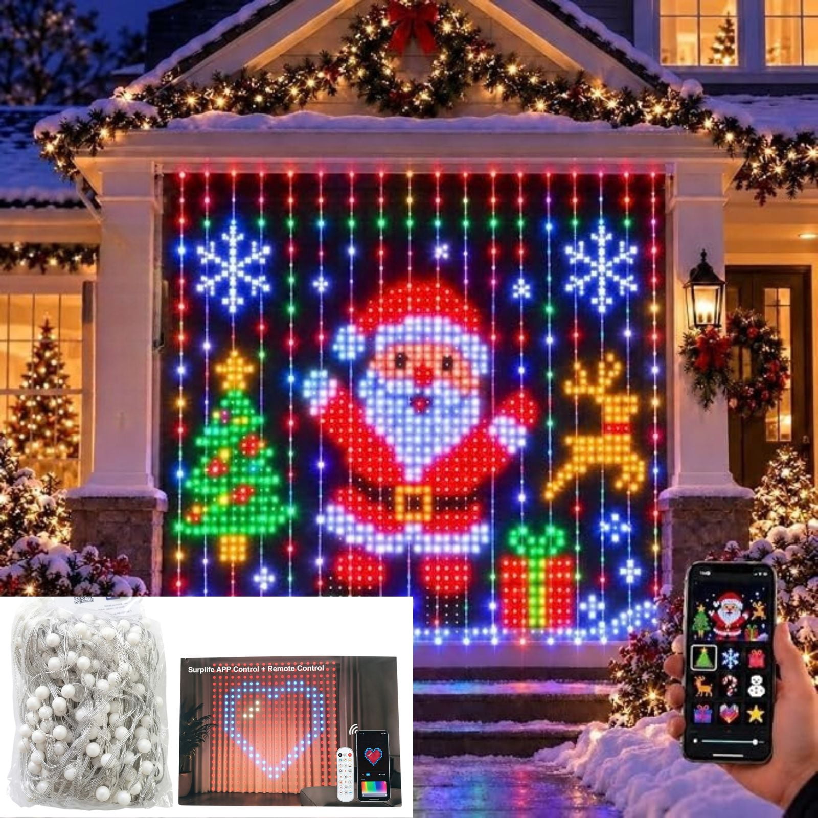 Window Led Lighting Smart LED Curtain Lights Hanging Window Mesh Lighting With Remote And ...