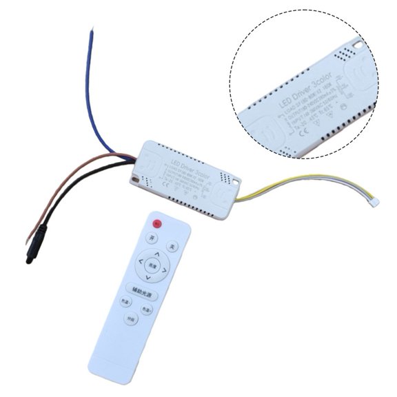 Smart LED Driver With Infrared Remote Control For Ceiling Fan Dimming Seamless Stepless Brightness Adjustment Color Change Wide Input Range Dual Channel 30-60W Residential Commercial